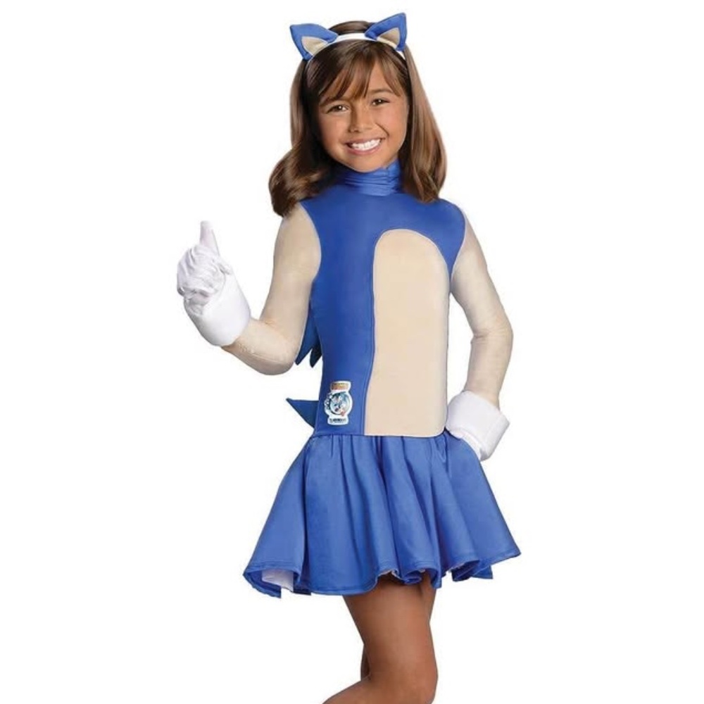 BRAND NEW girl sonic the hedgehog halloween dress costume size S 4-6 (for 3-4 yr